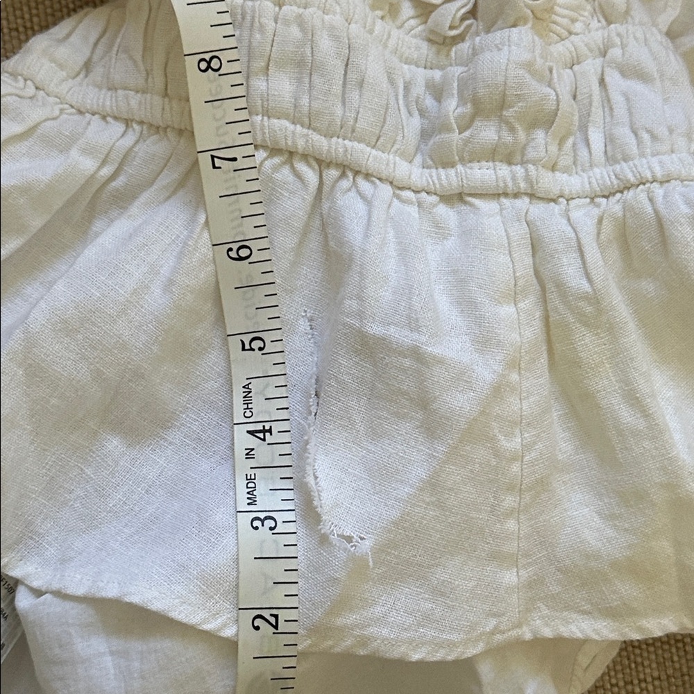 Abercrombie&Fitch Linen Blend Sleeveless Blouse Babydoll Milkmaid Ruffles FLAW - Picture 5 of 8
